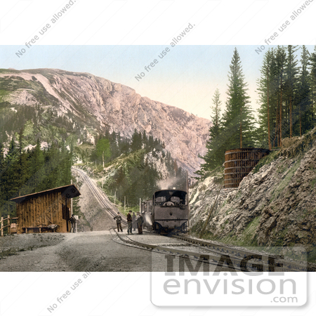 #19414 Photo of Men at the Tracks of the Cog Railroad at the Schneeberg, Lower Austria, Austro-Hungary by JVPD