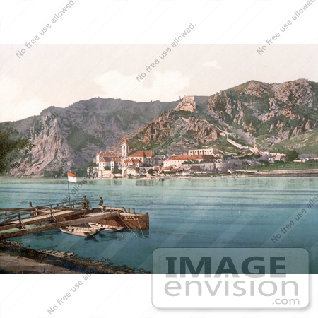 #19425 Photo of the Waterfront Village of Durrenstein in Austria, Austro-Hungary by JVPD