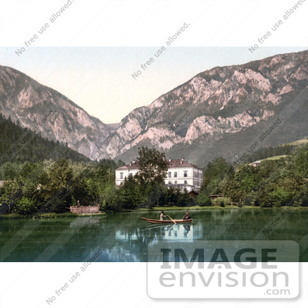 #19426 Photo of People Boating Near the Spring House, Reichenau, Lower Austria, Austro-Hungary by JVPD