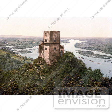 #19435 Photo of a Tower Near a River, Griefenstein, Lower Austria, Austro-Hungary by JVPD
