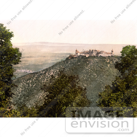 #19438 Photo of Gottweig Abbey on a Hill, Overlooking a Village, Lower Austria, Austro-Hungary by JVPD