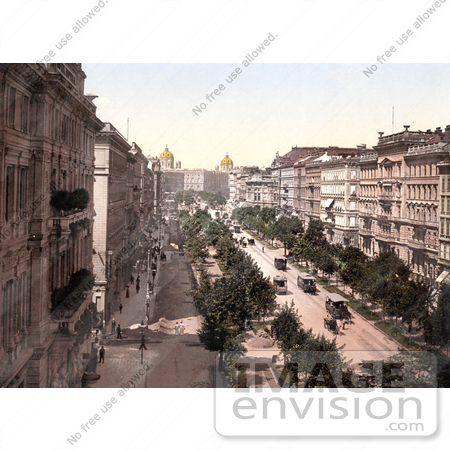 #19457 Stock Photo of the Karntnerring and the Grand Hotel in Vienna, Austria, Austro-Hungary by JVPD