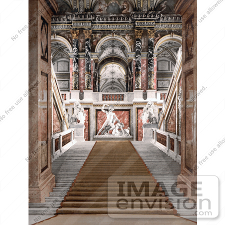 #19484 Photo of the Marble Walled Staircase and Statues in the Museum of Arts in Vienna, Austria by JVPD