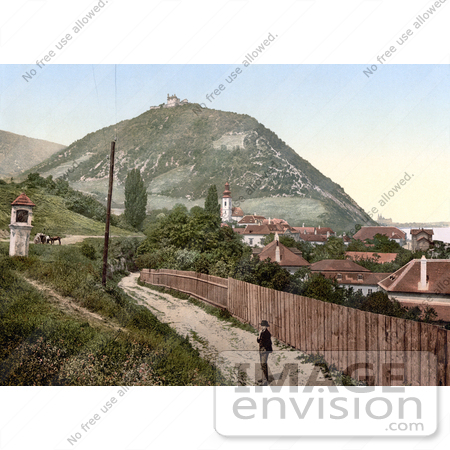 #19488 Photo of a Man on a Path in Leopoldsberg, Vienna, Austria, Austro-Hungary by JVPD