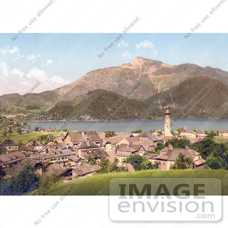 #19500 Photo of St. Gilgen on Wolfgangsee Lake, Looking Towards the Schafberg Mountain in Upper Austria by JVPD