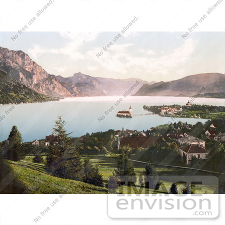 #19504 Photo of the Schloss Ort and village of Gmunden on Lake Traunsee, Upper Austria by JVPD