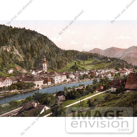 #19509 Photo of the Riverfront Village of Laufen Near Ischl, Upper Austria by JVPD