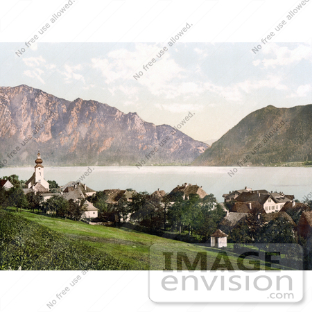 #19518 Photo of the Town of Unterach on the Shore of Attersee Lake in Upper Austria by JVPD