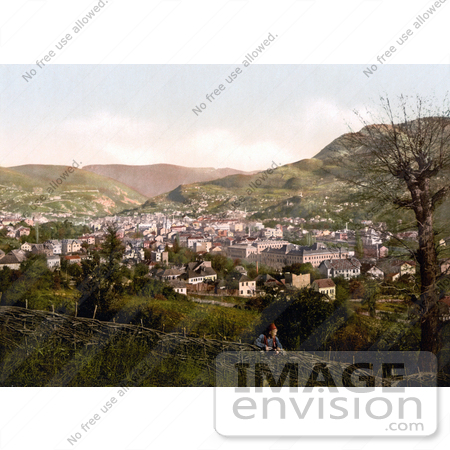 #19536 Photo of a Man by a Fence, Looking at the City of Sarajevo, Bosnia by JVPD