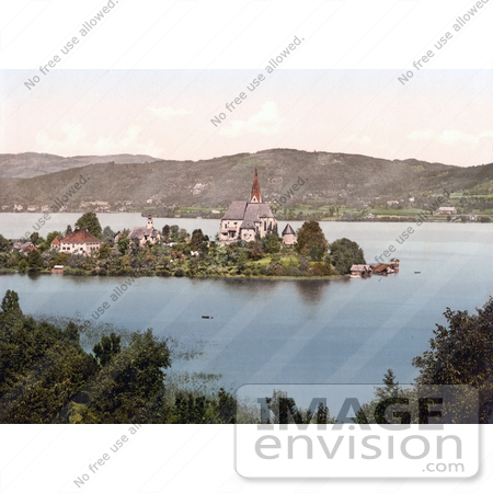 #19563 Photo of the Island Village of Maria-Worth on Worthersee Lake, Klagenfurt-Land, Carinthia, Austria by JVPD