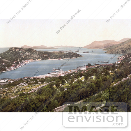 #19568 Photo of the Harbor and Village of Gravosa in Dalmatia by JVPD