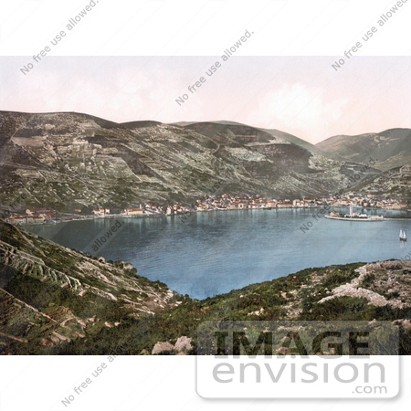#19612 Photo of the Town of Lissa and Mount Hum on the Island of Vis in Croatia by JVPD