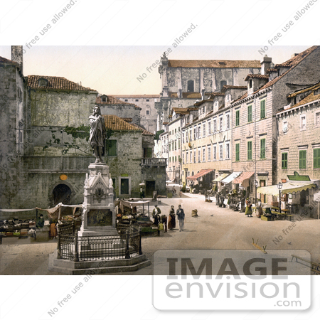 #19613 Photo of the Ivan Gundulic Monument in Gundulic Square (Piazza Gundulic) Dubrovnik, Ragusa, Croatia by JVPD