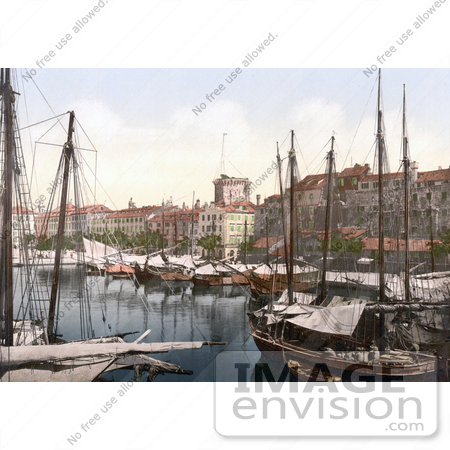 #19652 Photo of Ships Near Diocletian’s Palace in Split, Spalato, Croatia by JVPD