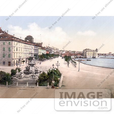 #19655 Photo of Francisco Giuseppe’s Fountain and Street on the Waterfront in Split, Croatia, Dalmatia by JVPD
