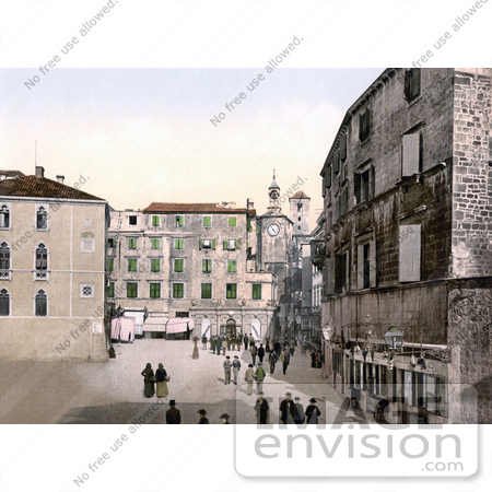 #19661 Photo of People in Signori Square in Split, Spalatum, Spalato, Croatia, Dalmatia by JVPD