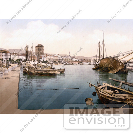 #19687 Photo of Ships in the Harbor at Split, Croatia by JVPD