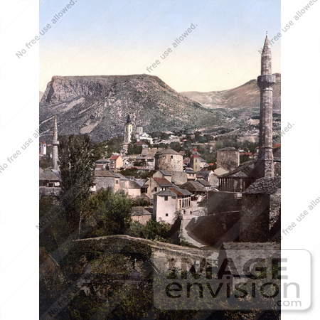 #19710 Photo of the Muhlen Bridge and Buildings in Mostar, Herzegowina by JVPD