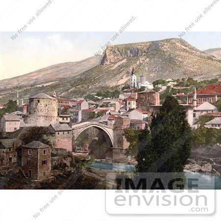 #19717 Photo of the Old Stari Most Bridge Over the Neretva River in Mostar, Herzegowina by JVPD