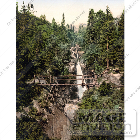 #19761 Photo of a Bridge Near the Riesen Waterfall, Little Kohlbach, Austro-Hungary by JVPD