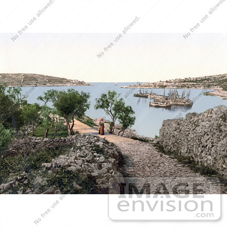 #19796 Photo of a Woman Walking on a Path Near the Marina, Cigale, Istria by JVPD