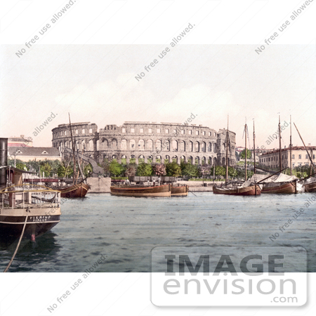 #19802 Photo of Ships in the Harbor, Near the Pula Arena in Pula, Istria, Croatia by JVPD