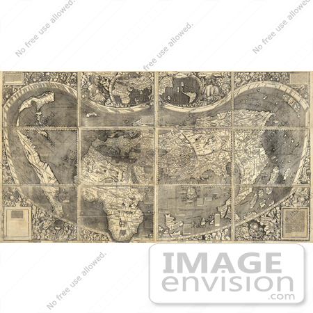 #19878 Picture of the Waldseemuller Map, Universalis Cosmographia, by Martin Waldseemuller, 1507 by JVPD