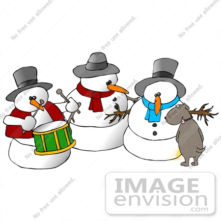 #19882 Clipart Ilustration of a Mutt Dog Pissing on a Snowman by DJArt