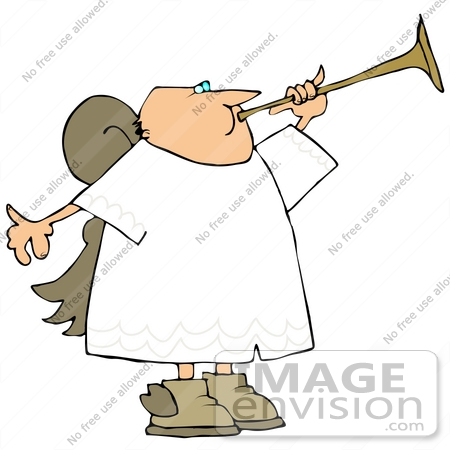 #19892 Male Angel Blowing on a Horn Clipart by DJArt