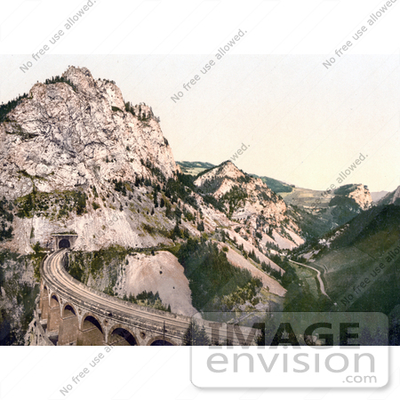 #19897 Stock Picture of the Kalte Rinne Viaduct and Tunnel of the Semmering Railway in Styria, Austria by JVPD