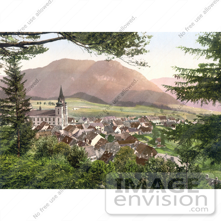#19907 Stock Picture of the Mariazell Basilica and Other Buildings in the City of Mariazell in Styria, Austria by JVPD