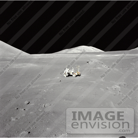 #19941 Stock Picture of Astronaut Harrison Hagan Schmitt and the Lunar Roving Vehicle on the Moon by JVPD