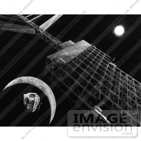 #19946 Stock Picture of a Microwave Transmission Antenna on a Solar Power Satellite by JVPD