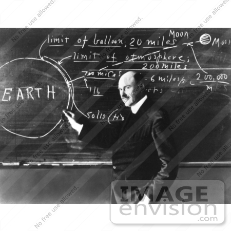 #19956 Stock Picture of Robert Hutchings Goddard Writing on a Chalk Board by JVPD