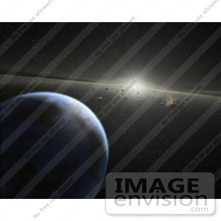 #20032 Stock Photography of an Asteroid Belt in Orbit Around a Star by JVPD