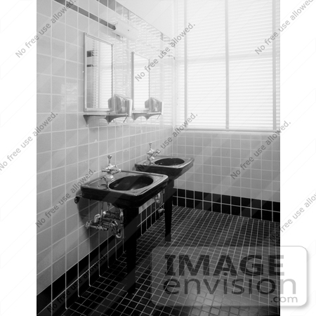 #20087 Stock Photo: Hand Washing Sinks in a Public Restroom at the Richfield Oil Building by JVPD