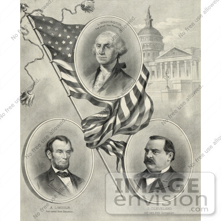 #20170 Stock Photo of George Washington, Abraham Lincoln, and Grover Cleveland by JVPD