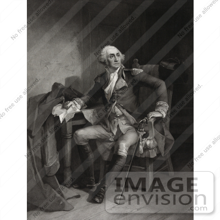 #20174 Stock Photo of George Washington Sitting and Holding Papers by JVPD