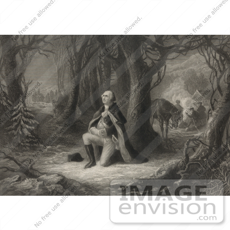 #20188 Stock Photography: The Prayer at Valley Forge, George Washington Praying by JVPD