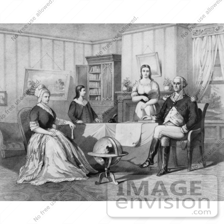 #20220 Stock Photography: George and Martha Washington and Two Children by JVPD