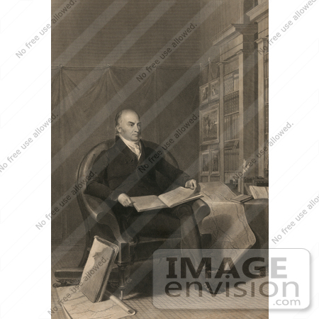 #20225 Stock Photography: President John Quincy Adams Reading in a Library by JVPD