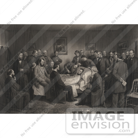 #20241 Historical Stock Photography: the Death of Lincoln, People Surrounding Abraham Lincoln by JVPD