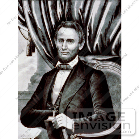 #20248 Historical Stock Photography: Abraham Lincoln Seated and Holding a Book by JVPD