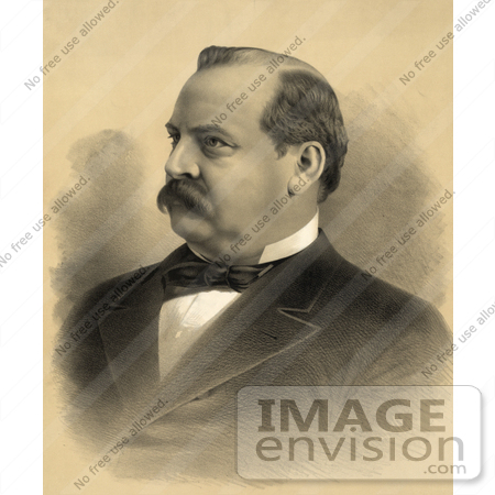 #20303 Historical Stock Photo of a Portrait of Grover Cleveland, the 22nd President of the USA by JVPD