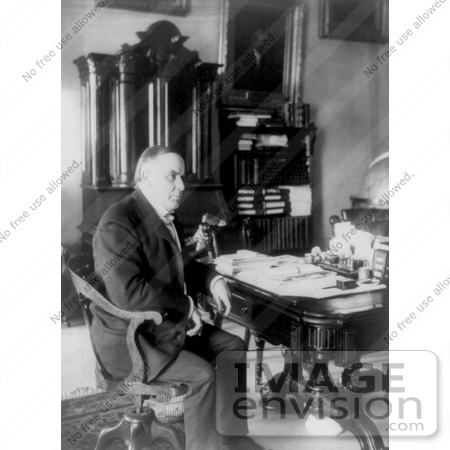 #20314 Historical Stock Photo of William McKinley, 25th President of the USA, Sitting at a Desk by JVPD