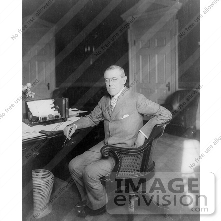 #20322 American History Stock Photo of Woodrow Wilson, 28th American President, Sitting at a Desk by JVPD