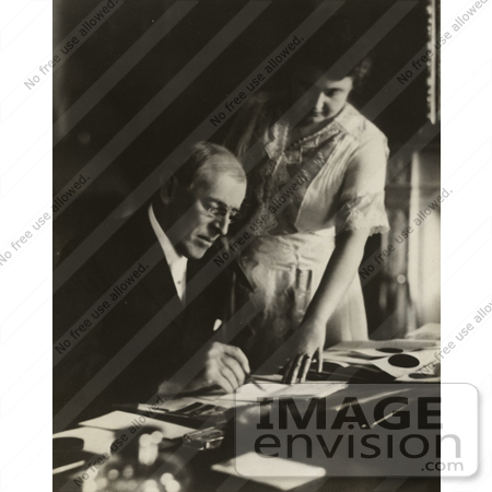 #20323 American History Stock Photo of President Woodrow Wilson and First Lady Edith Bolling Galt Wilson by JVPD
