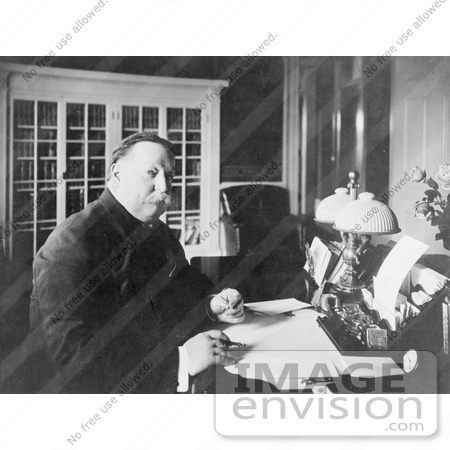 #20345 Historic Stock Photo of the 27th American President, William Howard Taft, Working at a Desk by JVPD