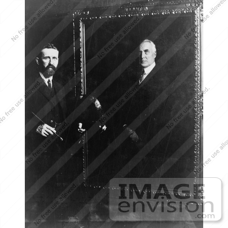 #20350 History Stock Photo of Artist Edmund Hodgson Smart Painting a Portrait of President Warren Harding by JVPD