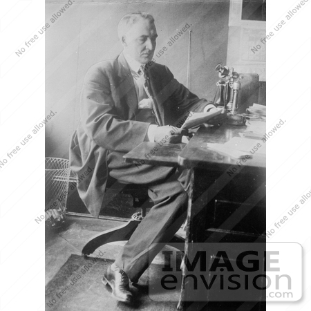 #20352 History Stock Photo of Warren G. Harding, 29th American President, Working at a Desk by JVPD